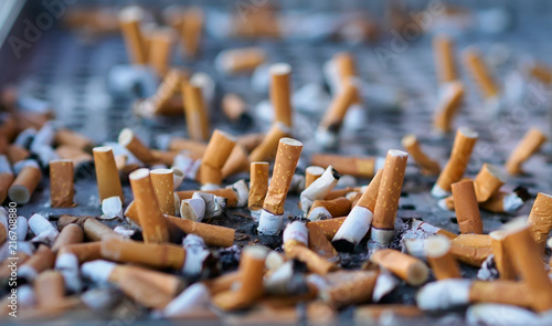 Cigarette butts, concept of dangerous and health harmful smoker lifestyle