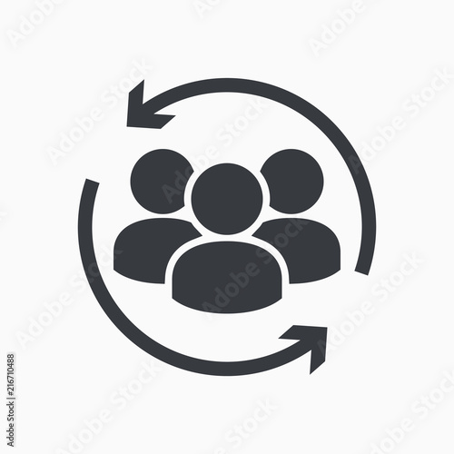 Customer icon. Customer Retention, Returning Clients Vector Glyph Icon, Solid Style. Return sign. Managed care. Customer relationship. Practice management - Vector