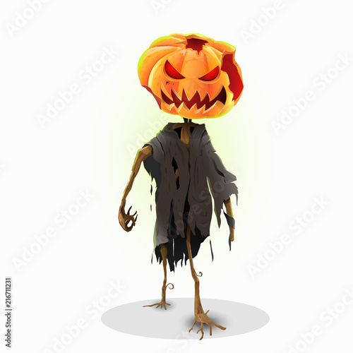Horror halloween pumpkin character