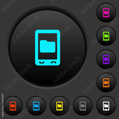 Mobile data storage dark push buttons with color icons