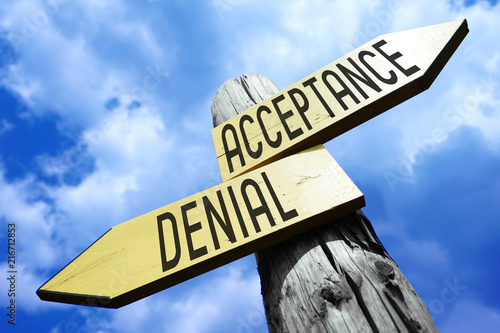 Canvas Print Acceptance, denial - wooden signpost