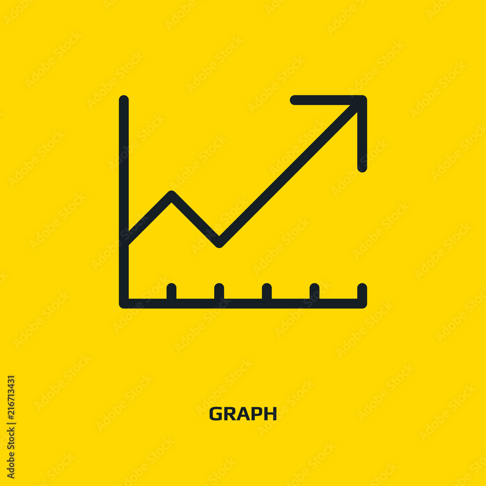 Graph Icon in trendy flat style isolated on yellow background. Chart ...