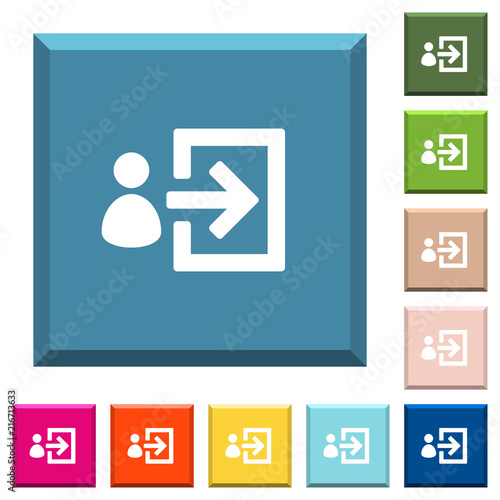 User login white icons on edged square buttons