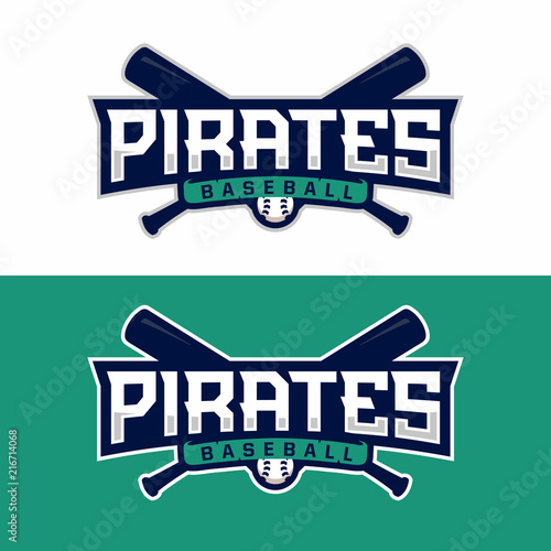 Modern professional vector emblem pirates for baseball in green theme