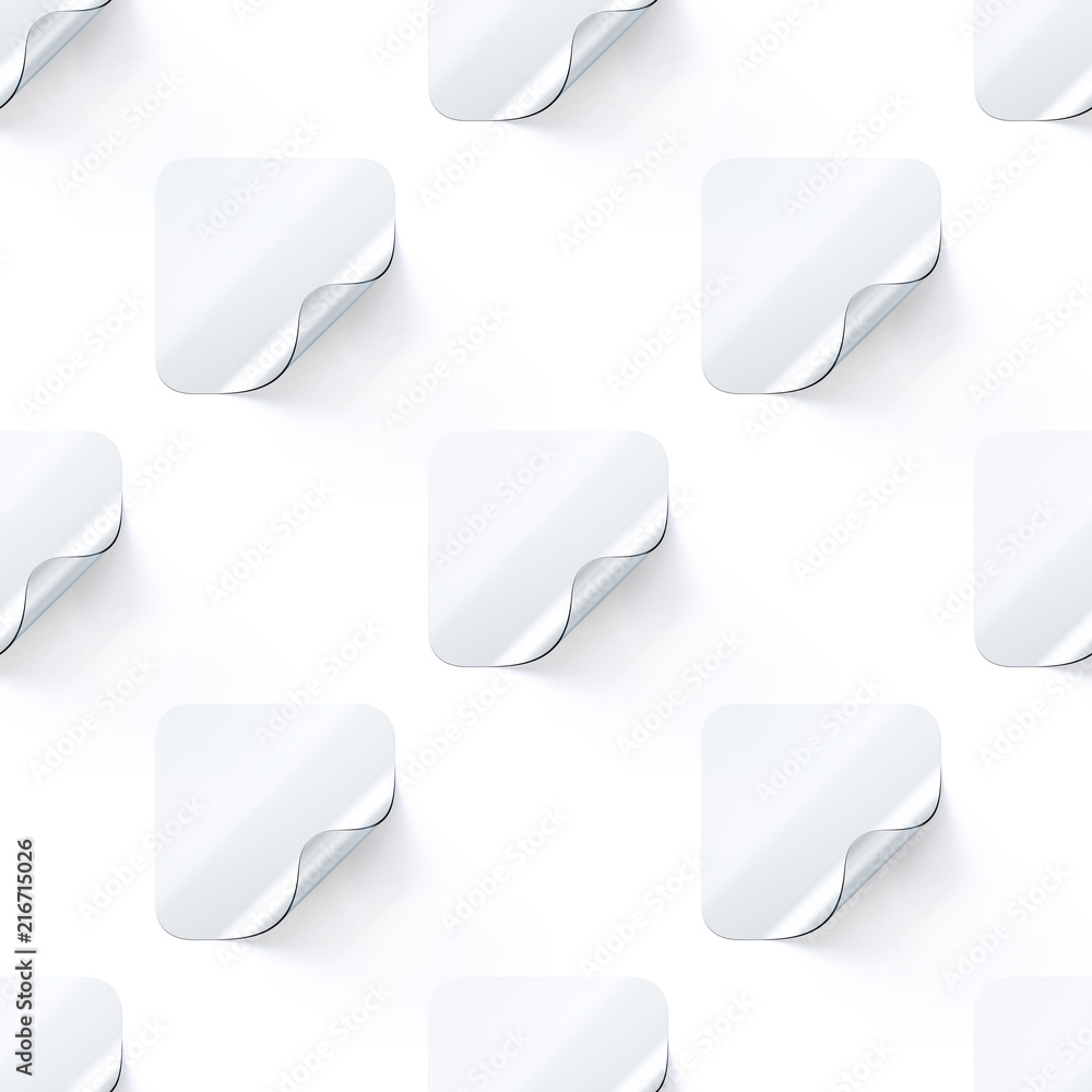 Blank transparent square stickers mock up seamless pattern, 3d rendering. Empty quadratic adhesive sticky label mockup with fold. Clear tileable patern for glass door or wall. Blank transparent square stickers mock up seamless pattern, 3d rendering. Empty quadratic adhesive sticky label mockup with fold. Clear tileable patern for glass door or wall.