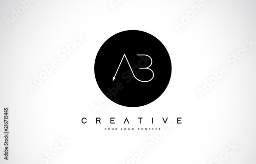 AB A B Logo Design with Black and White Creative Text Letter Vector.