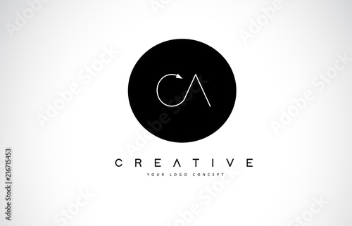 CA C A Logo Design with Black and White Creative Text Letter Vector.
