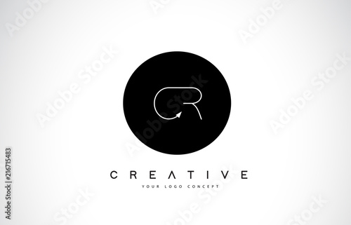 CR C R Logo Design with Black and White Creative Text Letter Vector.