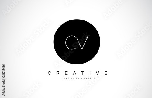 CV C V Logo Design with Black and White Creative Text Letter Vector.