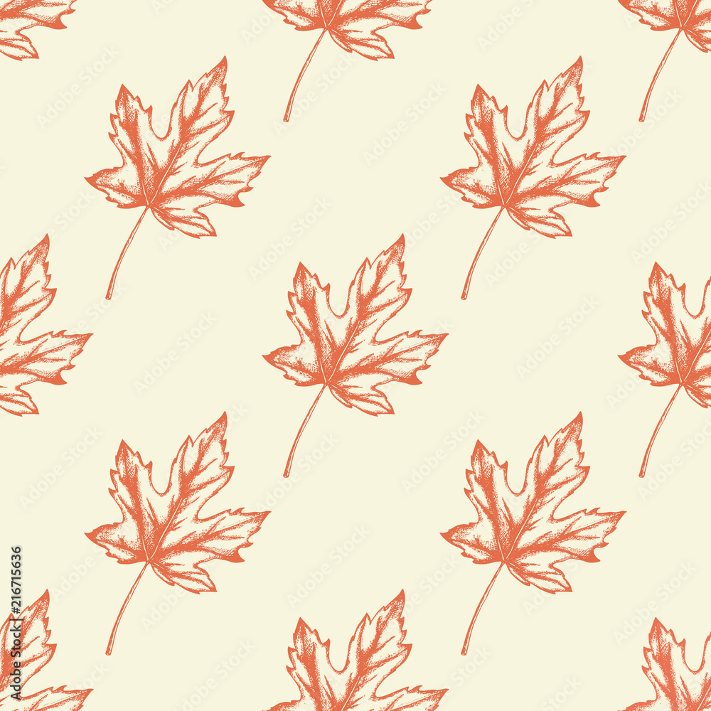 Pattern with orange maple leaves. Pattern with orange maple leaves.
