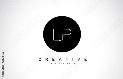 LP L P Logo Design with Black and White Creative Text Letter Vector.