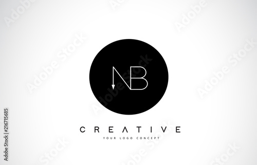 NB N B Logo Design with Black and White Creative Text Letter Vector.