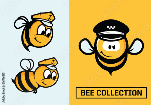 Modern professional vector set emblems bee in yellow theme