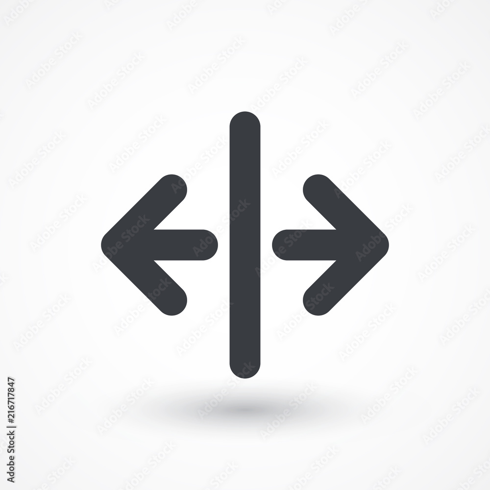 Arrows split vertical sign line vector icon. Direction sign Arrows split vertical sign line vector icon. Direction sign