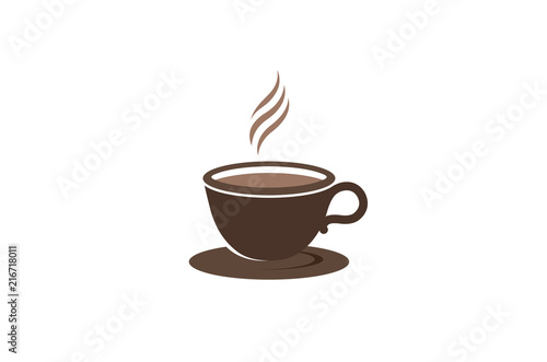 Creative Brown Coffee Cup Mug Logo Design Illustration