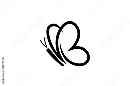 Abstract Black Butterfly Logo Design Illustration