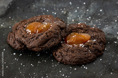 salted caramel drop cookies with salt