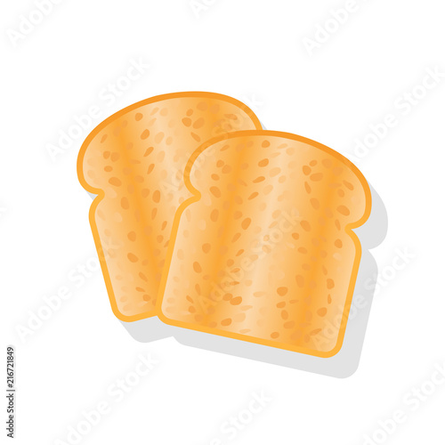 Toasts isolated on white background. Vector illustration flat design. Breakfast concept toast. Two slices of toast. Fried bread.