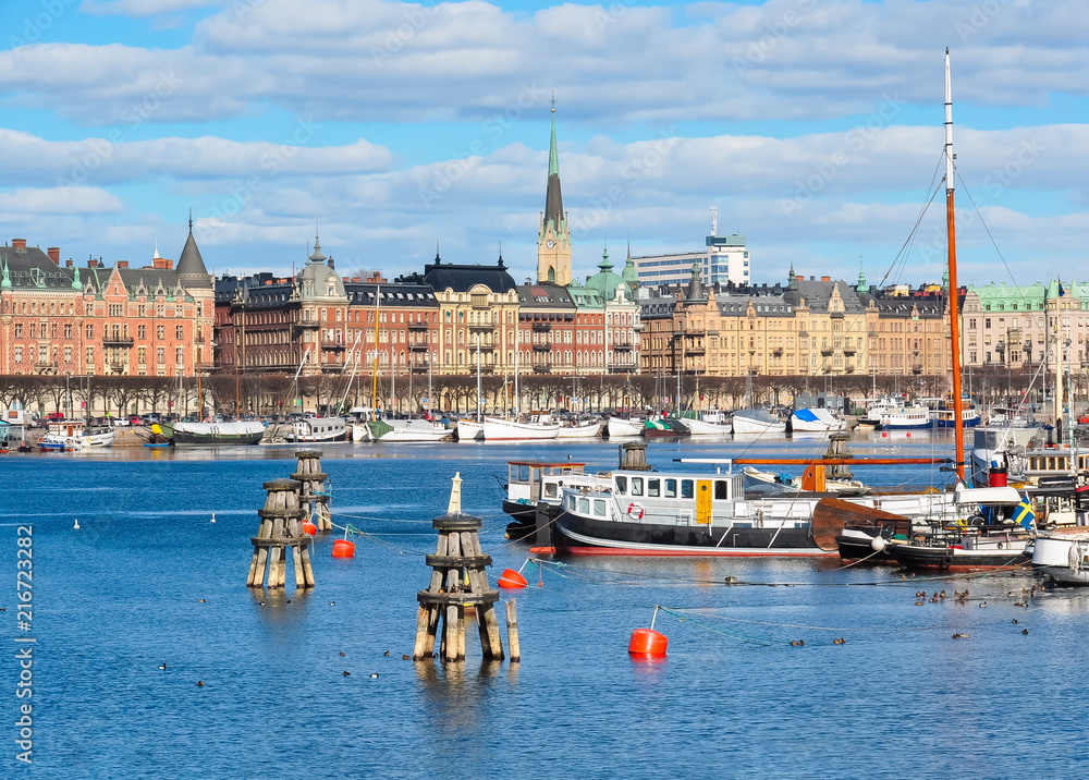 Fototapeta premium Strandvagen embankment, Stockholm, Sweden