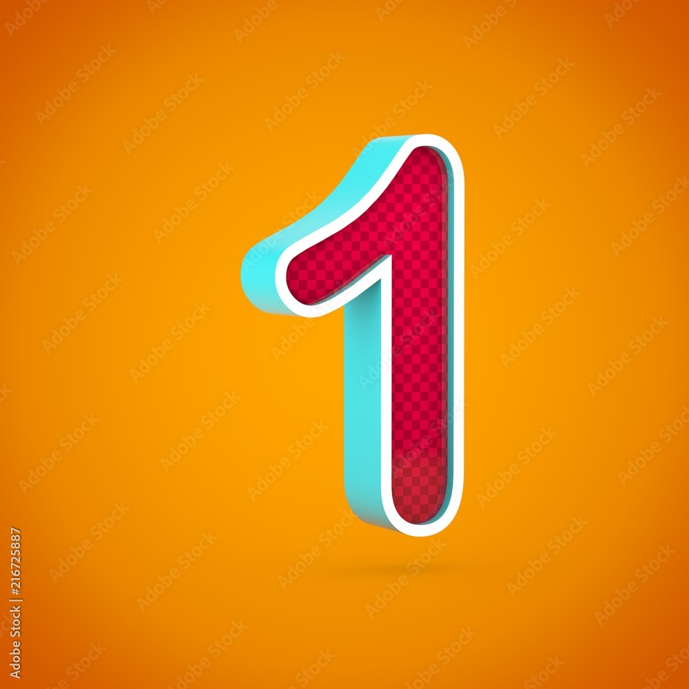 Red number 1 with carbon fiber texture isolated on hot orange background. Red number 1 with carbon fiber texture isolated on hot orange background.