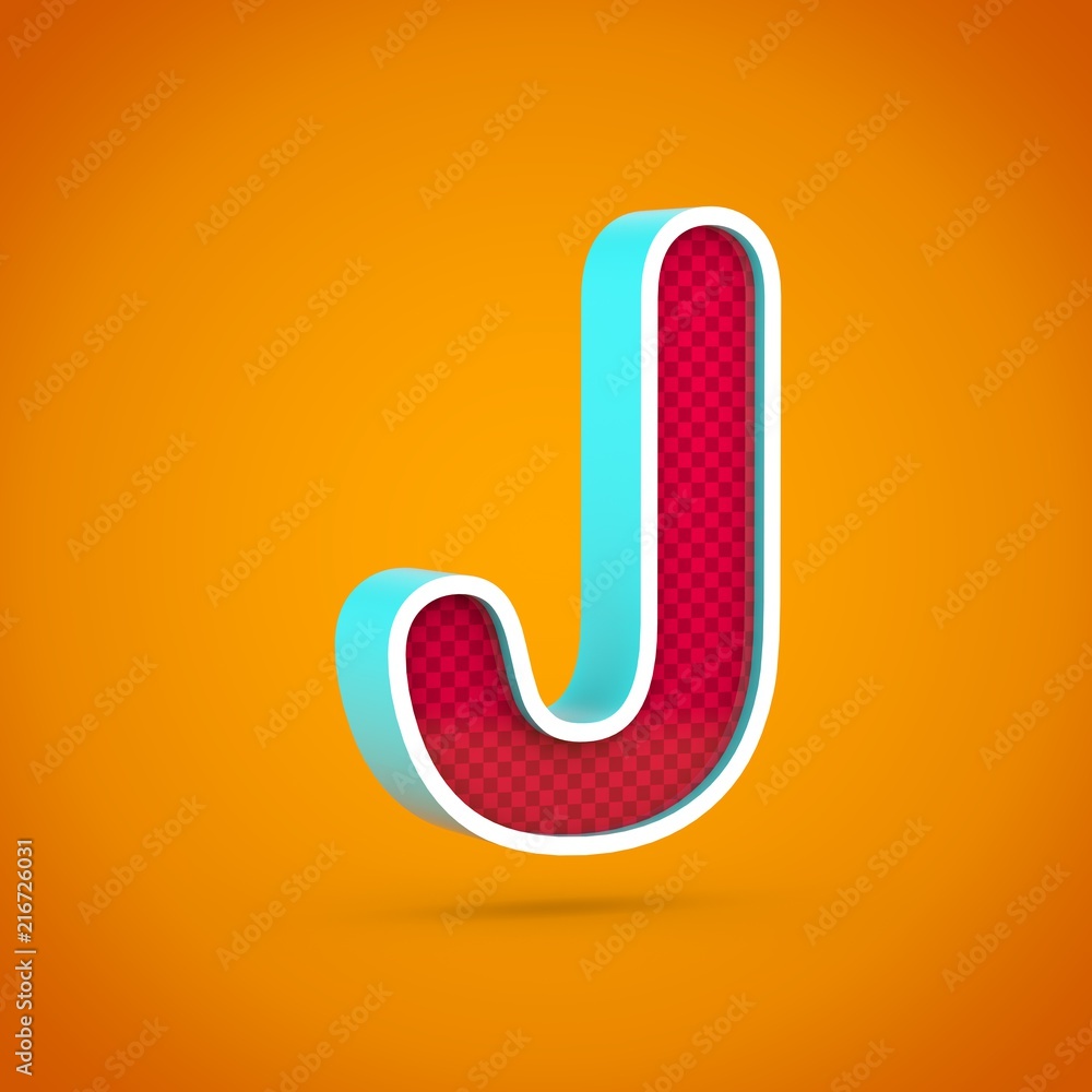 Red letter J uppercase with carbon fiber texture isolated on hot orange background. Red letter J uppercase with carbon fiber texture isolated on hot orange background.