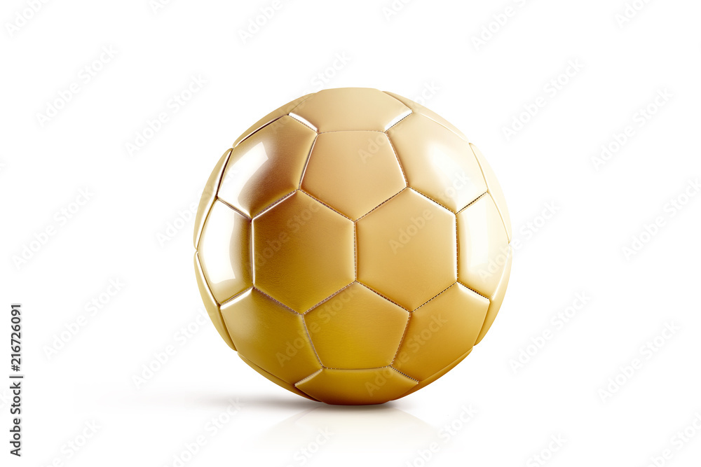 Blank golden soccer ball mock up, front view, isolated, 3d rendering. Glossy gold football sphere mockup. Sport bal for playing on the clean field template Blank golden soccer ball mock up, front view, isolated, 3d rendering. Glossy gold football sphere mockup. Sport bal for playing on the clean field template