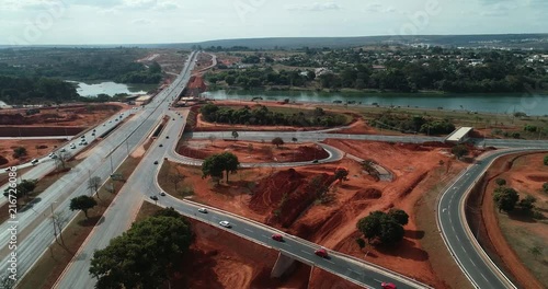 Vista áerea da obra na ponte do Bragueto, Brasília photo