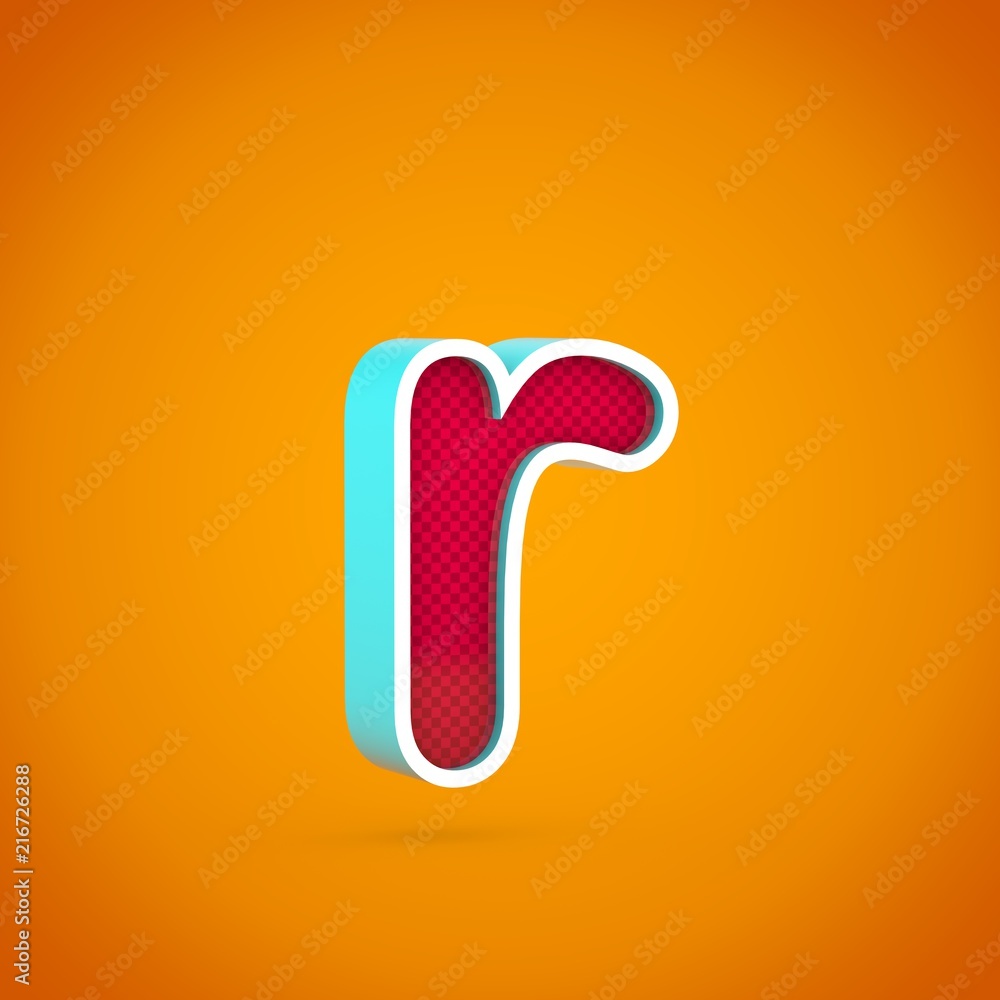Red letter R lowercase with carbon fiber texture isolated on hot orange background. Red letter R lowercase with carbon fiber texture isolated on hot orange background.