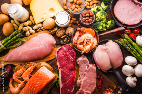 Large group of food, healthy food for a protein diet