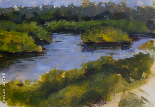 Εκτύπωση καμβά Impressionistic painting of a inlet waterway in wall spring state park in Palm H