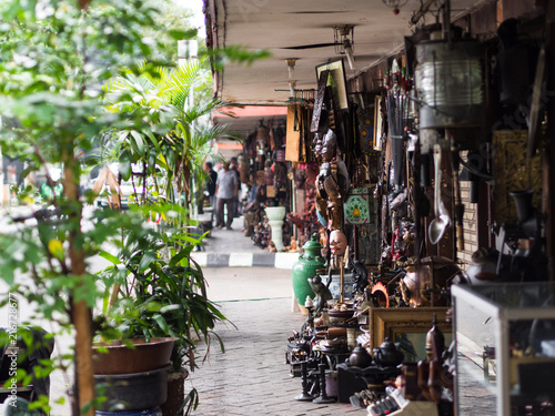 vintage antiques traditional shopping street in indonesia