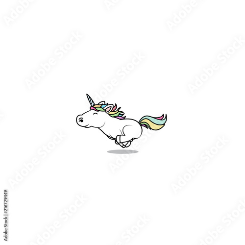 Cute unicorn running, vector illustration