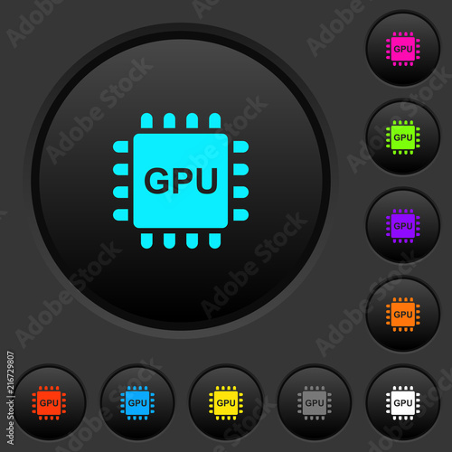 Graphics processing unit dark push buttons with color icons
