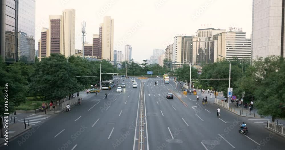 Beijing China City Traffic Bird View Buses Beijing China City Traffic Bird View Buses