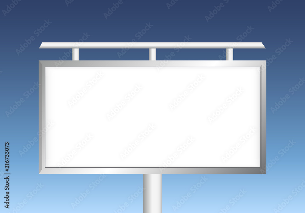 Obraz premium Vector blank billboard with blue sky. Template for your print design. Form of printed advertisement and marketing.