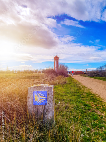 LEON, SPAIN - March 25th, 2018: Pilgrimage of St. James, Camino de Santiago, Spain