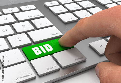 bid button concept 3d illustration