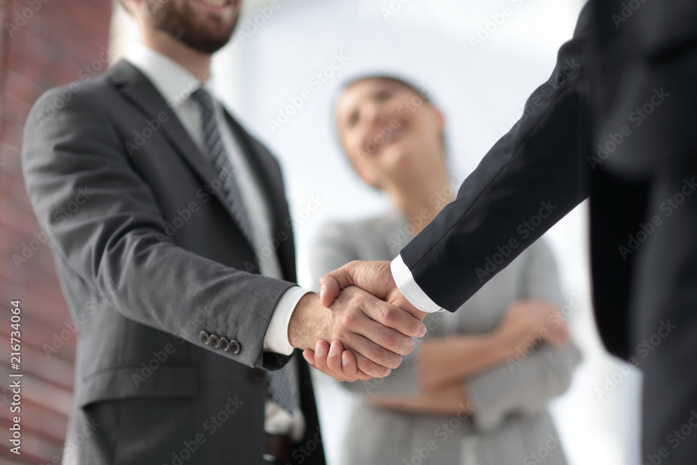 Fototapeta premium closeup of handshake of business partners