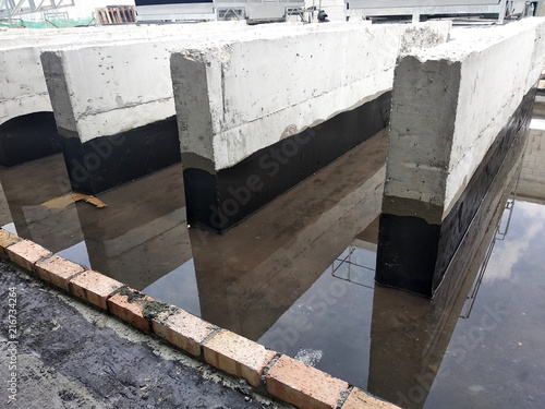 Canvas Print KUALA LUMPUR, MALAYSIA -AUGUST 04, 2018: Ponding test cunducted after applying waterproofing layer to the concrete surface