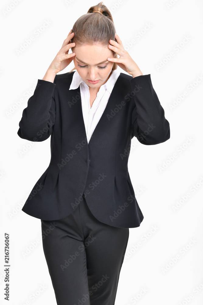 Business concept. Young businesswoman is very sick. Business concept. Young businesswoman is very sick.