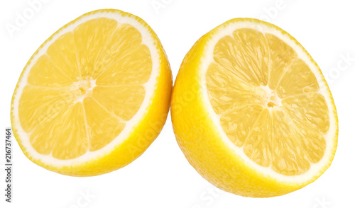 Sliced half of lemon isolated on the white background with clipping path.