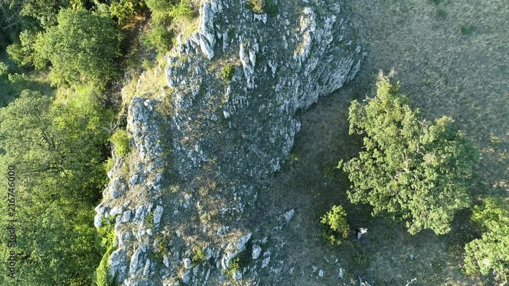 Beautiful aerial view of a rocky valley. Summer landscape from above.