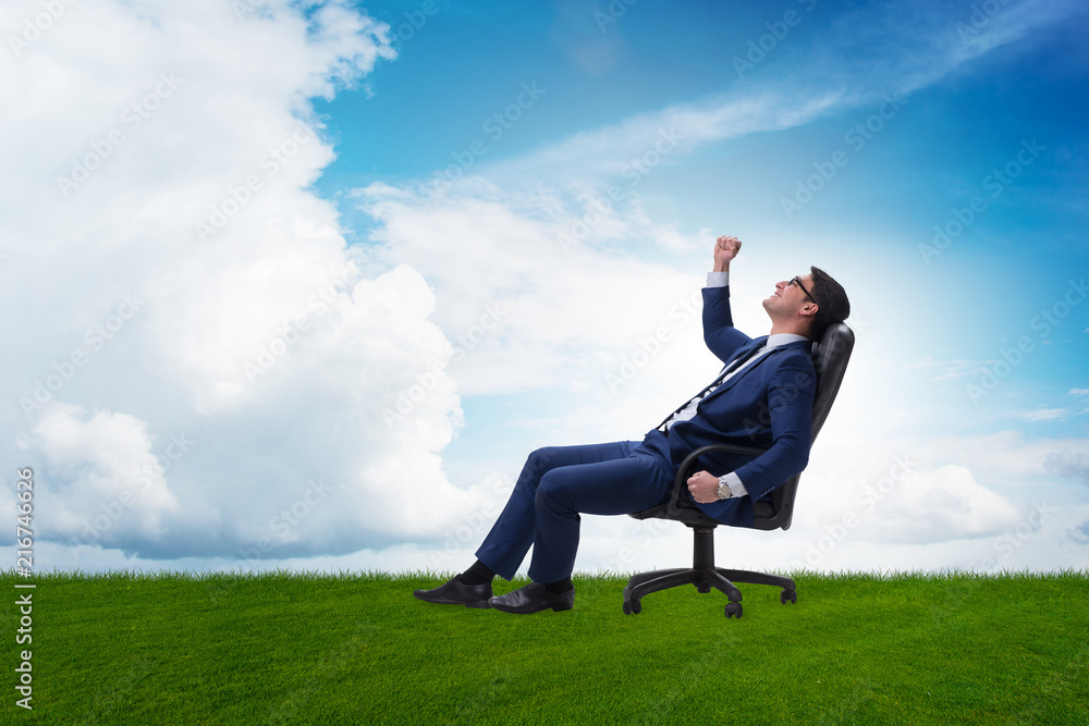 Businessman enjoying his time during vacation Businessman enjoying his time during vacation