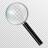 Realistic magnifying glass Isolated on a transparent background. Magnifying tool for research and search for your design.