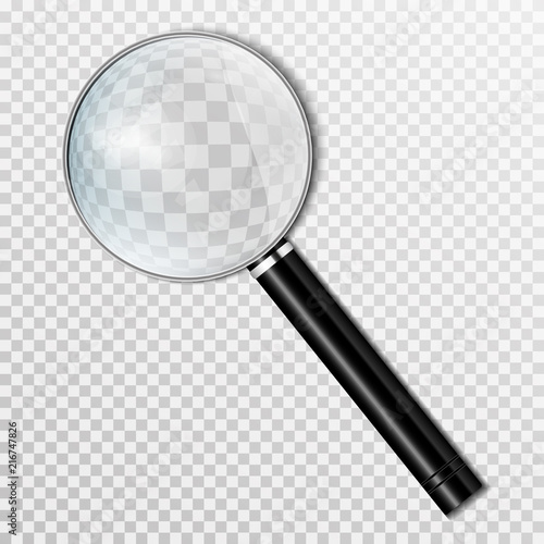 Realistic magnifying glass Isolated on a transparent background. Magnifying tool for research and search for your design.