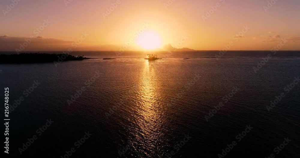 sunset on an island in French Polynesia sunset on an island in French Polynesia