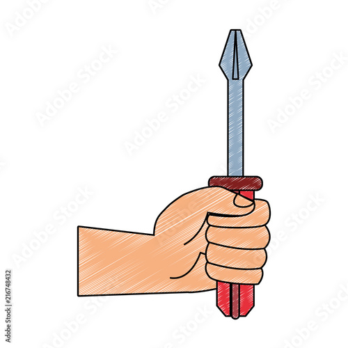 Hand with screwdriver vector illustration graphic design