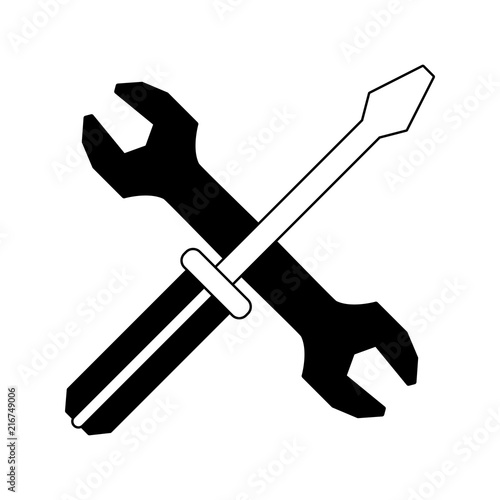 Screwdriver and wrench construction tools vector illustration graphic design