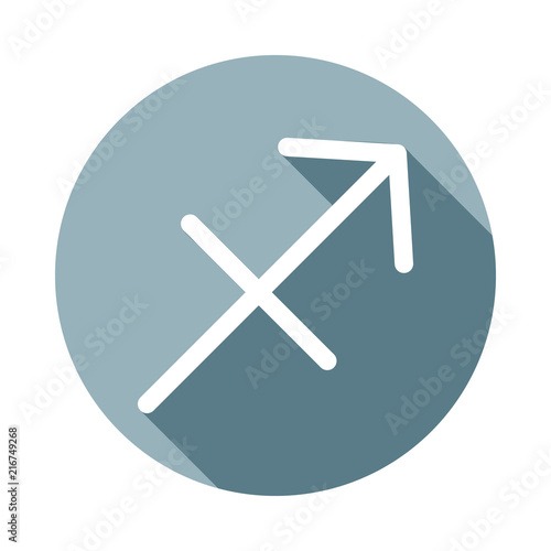 Zodiac Sagittarius Jupitericon in Flat long shadow. One of web collection icon can be used for UI/UX photo