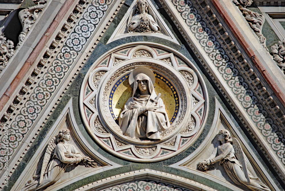 Artistic detailed carving , Cathedral of Santa Maria del Fiore, Florence, Italy